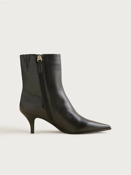 J. Crew New Stevie Ankle Boots in Leather Black Size 7 heeled boots Chic Womens - Picture 4 of 11